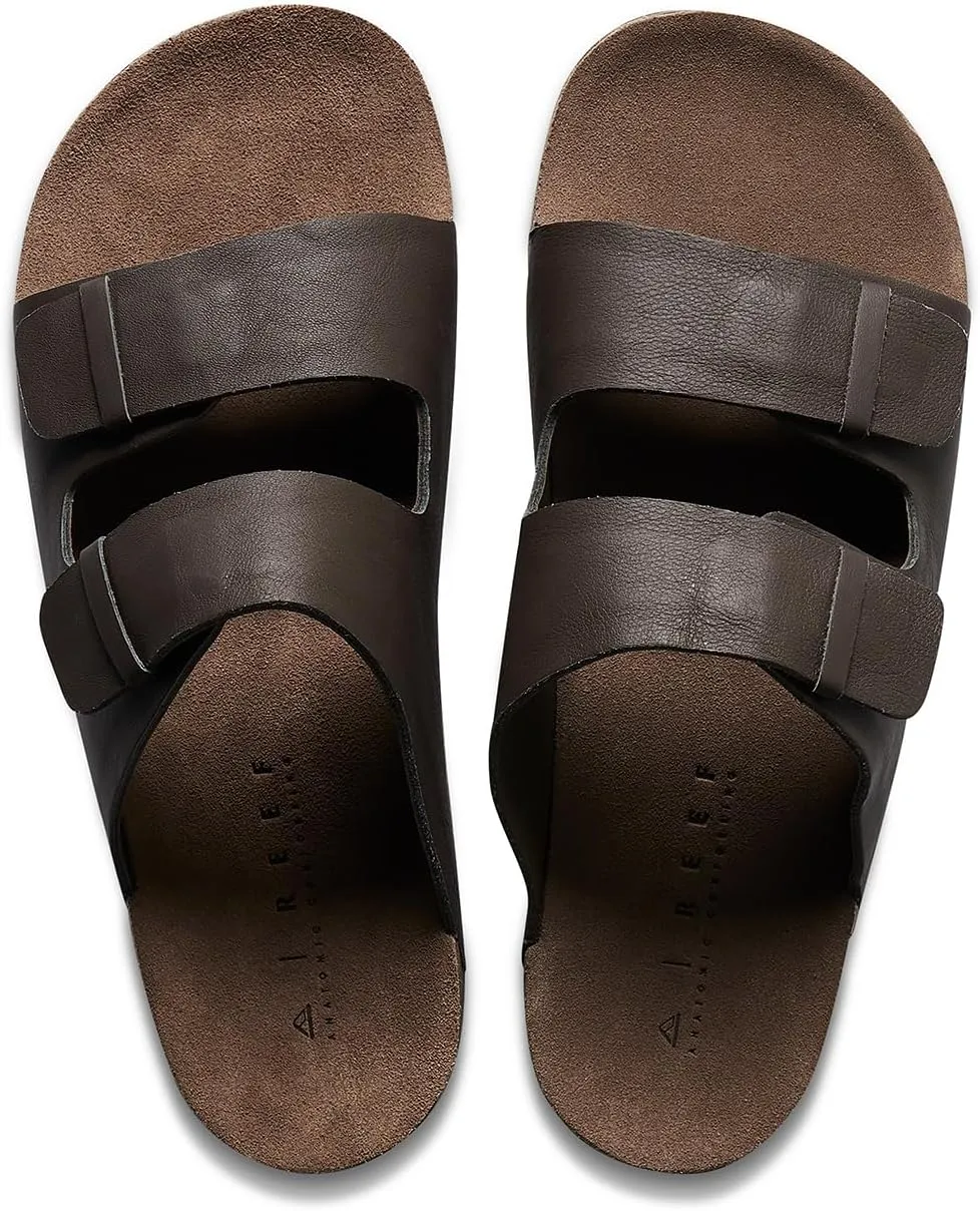 REEF Ojai Two Bar Women's Fashion Slide Sandal, Premium Leather, Soft Cushion Footbed