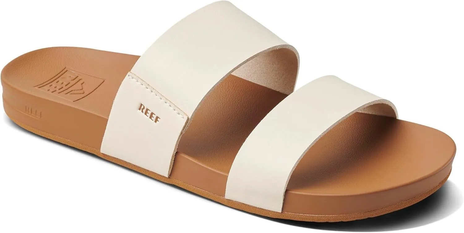 Reef Women's Cushion Vista Fashion Slide Sandal, Vegan Leather Strap, Soft Footbed