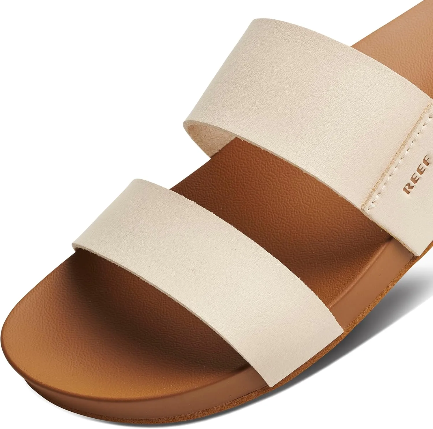 Reef Women's Cushion Vista Fashion Slide Sandal, Vegan Leather Strap, Soft Footbed