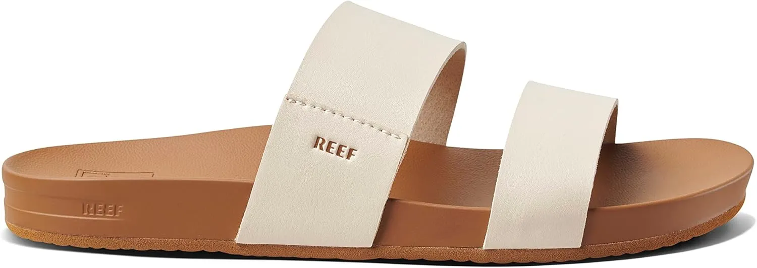 Reef Women's Cushion Vista Fashion Slide Sandal, Vegan Leather Strap, Soft Footbed