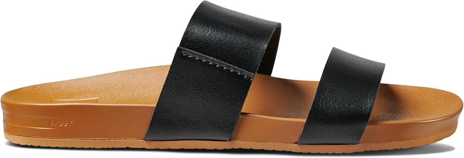 Reef Women's Vista Fashion Slide Sandal, Vegan Leather Strap, Ultra Soft Cushion Footbed
