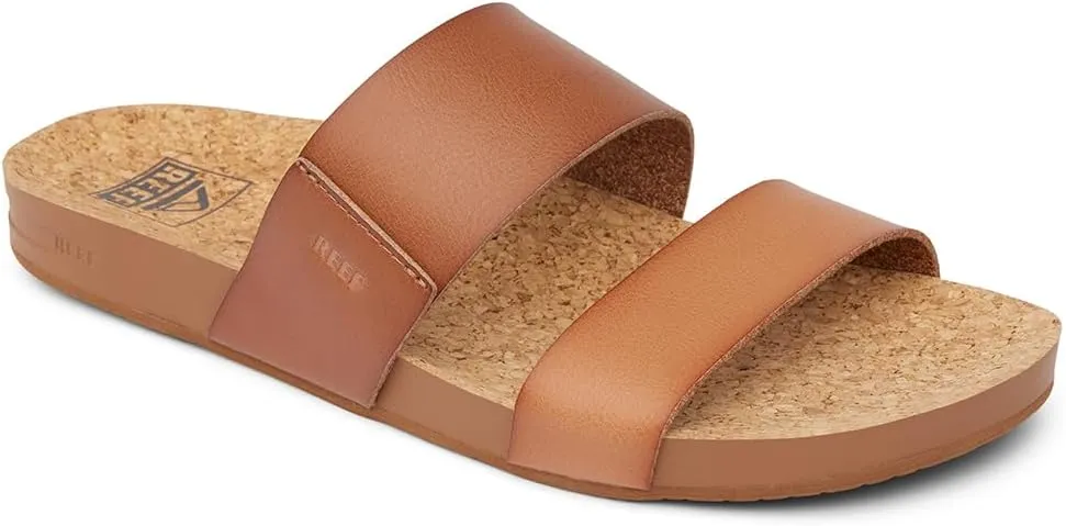 Reef Women's Vista Fashion Slide Sandal, Vegan Leather Strap, Ultra Soft Cushion Footbed