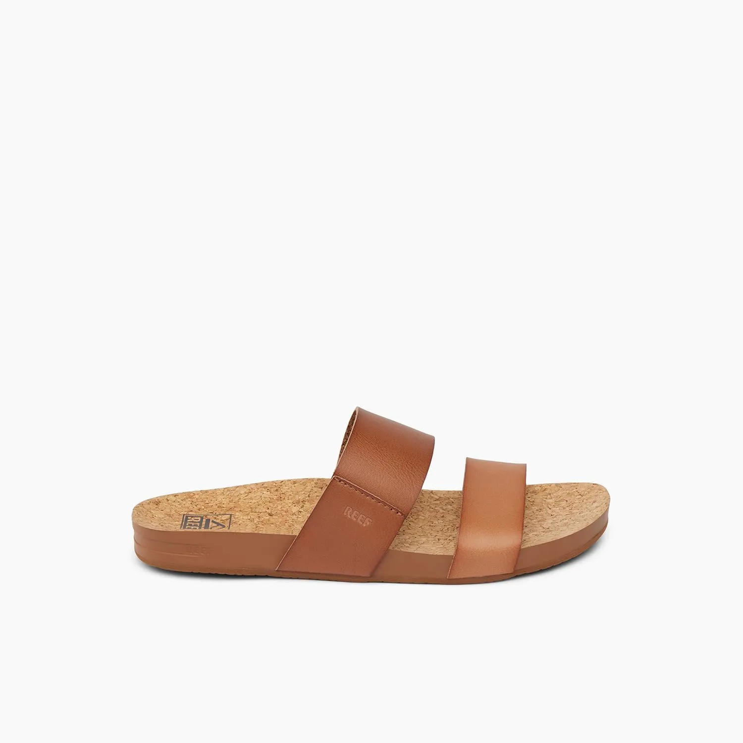 Reef Women's Vista Fashion Slide Sandal, Vegan Leather Strap, Ultra Soft Cushion Footbed