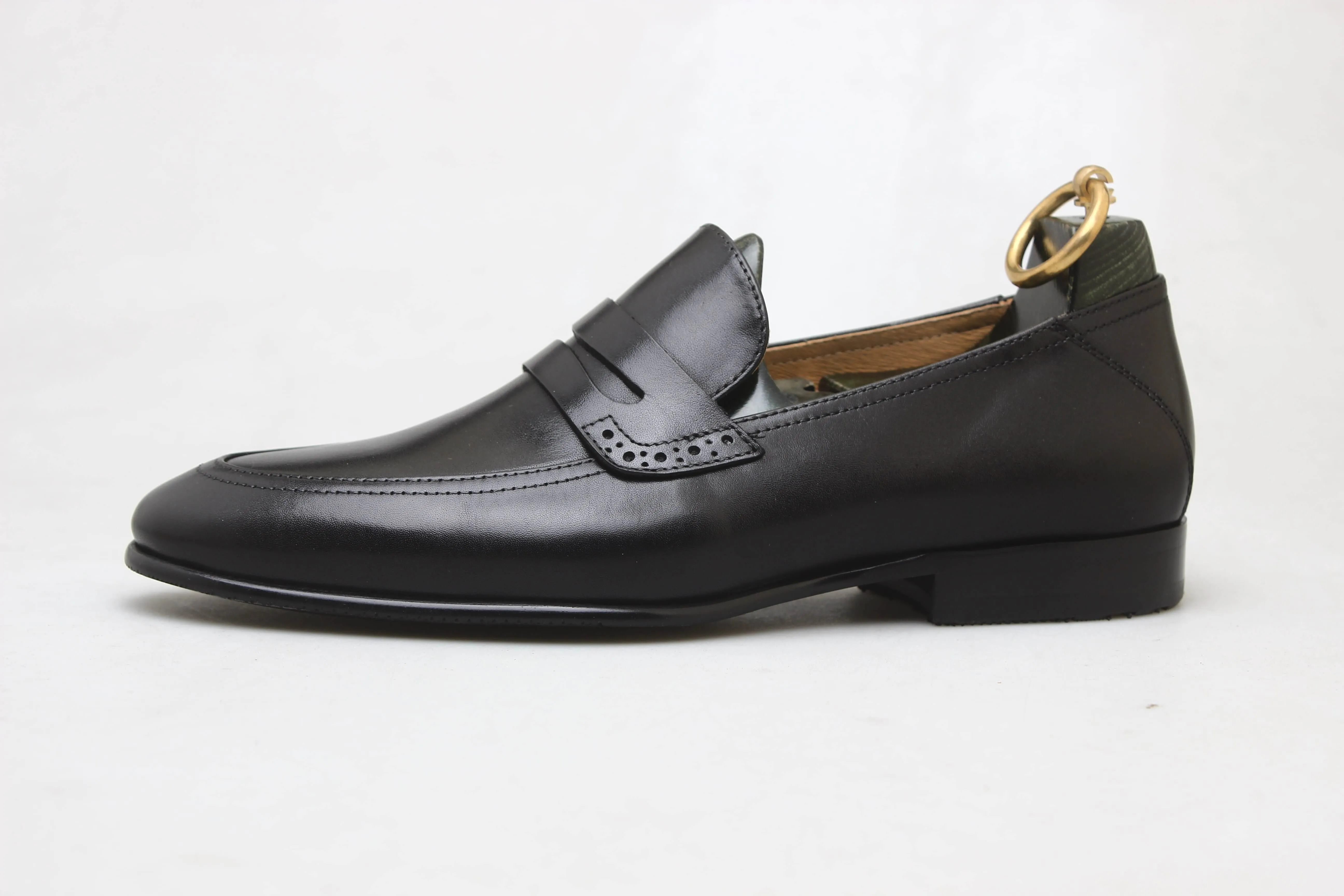 Refined Black Leather Penny Loafers