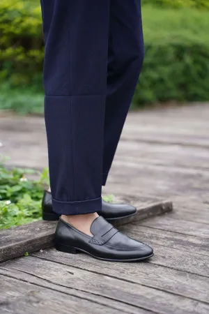 Refined Black Leather Penny Loafers