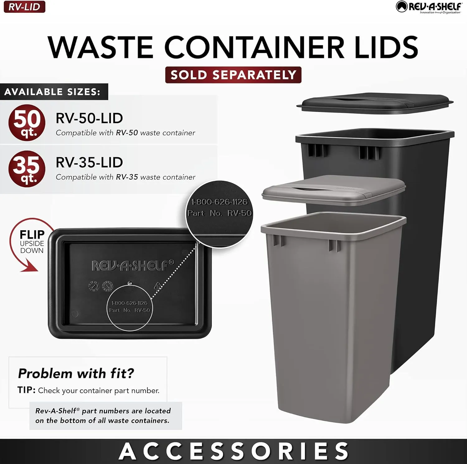 Rev-A-Shelf Double 30-Quart Pullout Under Cabinet Trash Cans with Soft Open & Close Slide System, Metallic Silver, Maple Wood Bottom 4WCBM-2430DM-2