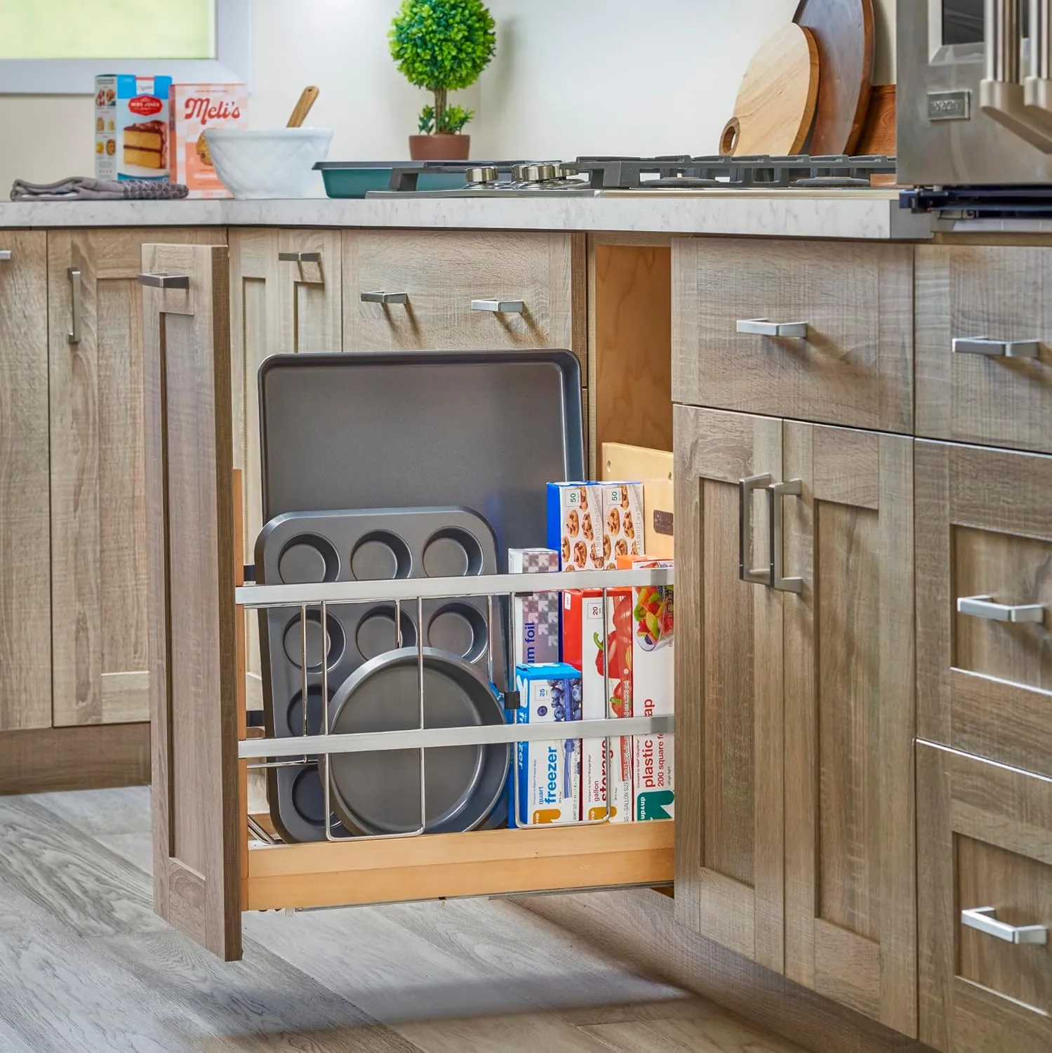 Rev-A-Shelf Wood Bakeware Pullout Organizer w/Soft-Close