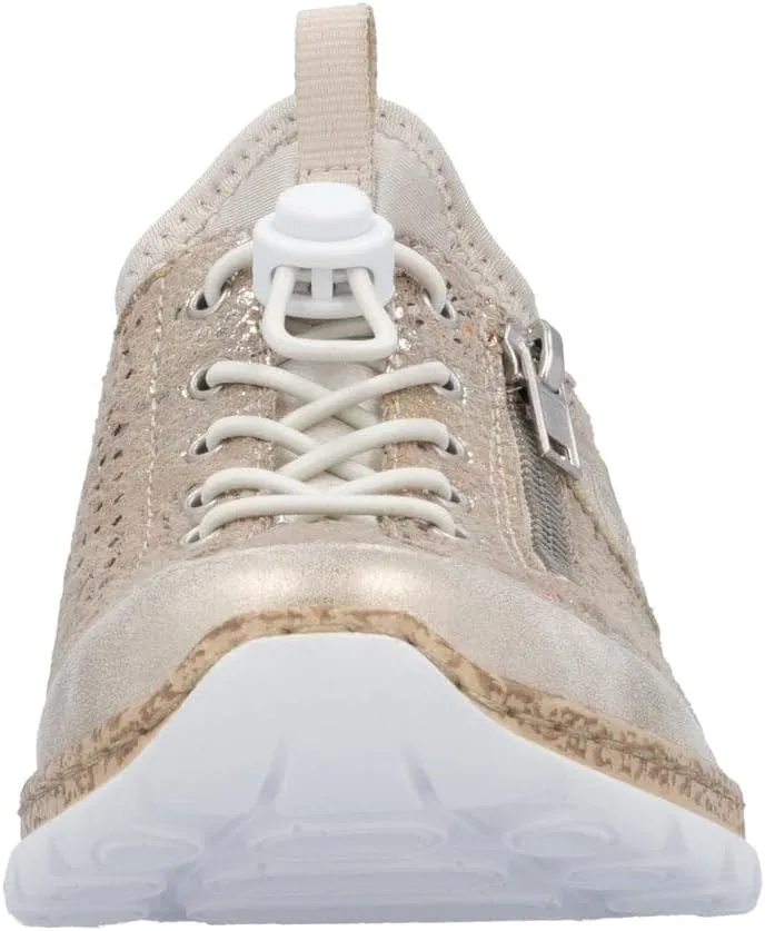 Rieker N42V1 Nikita Women's Sneakers - Lightweight Walking Slip-On Sneakers with Floral Design, Elastic Bungee Lacing & Cushioned Durable Sole for Comfort
