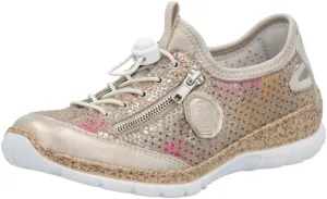 Rieker N42V1 Nikita Women's Sneakers - Lightweight Walking Slip-On Sneakers with Floral Design, Elastic Bungee Lacing & Cushioned Durable Sole for Comfort
