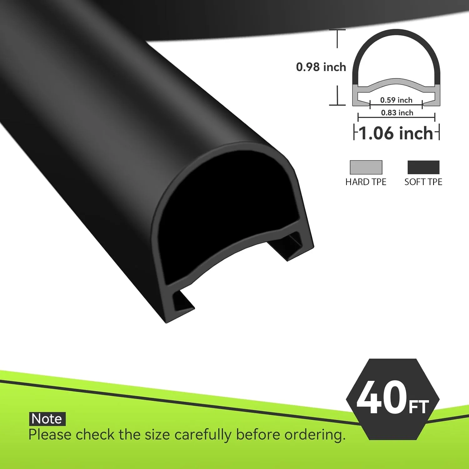 RVMATE 40FT RV Slide Out Seal, Waterproof RV Seal Replacement for RVs, Travel Trailers and 5th Wheels, D-Shaped