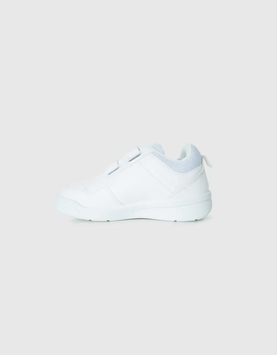 Samara Kids Velcro Sneaker in White Mono