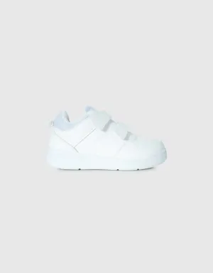 Samara Kids Velcro Sneaker in White Mono