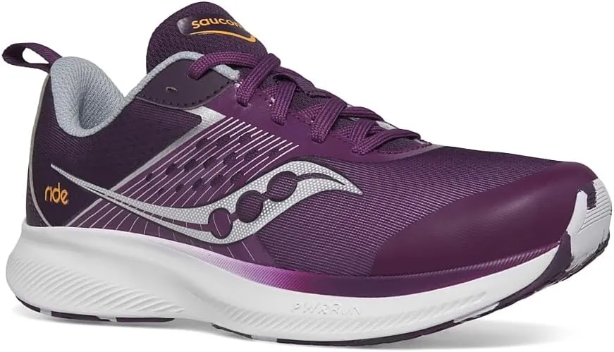 Saucony Ride Kidz Sneaker, Plum/White, 1 US Unisex Big Kid