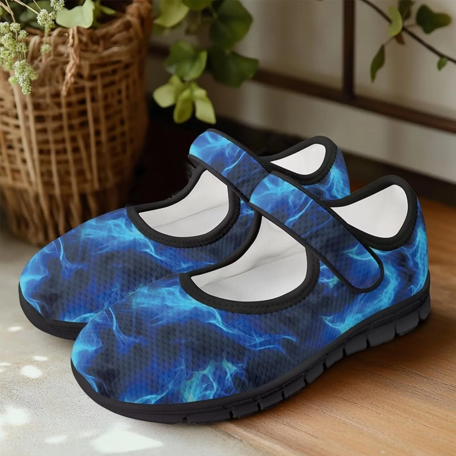 Sea Turtle Print Womens Mary Jane Shoes Magic Sticker Lightweight Breathable Anti Slip Casual Sneaker