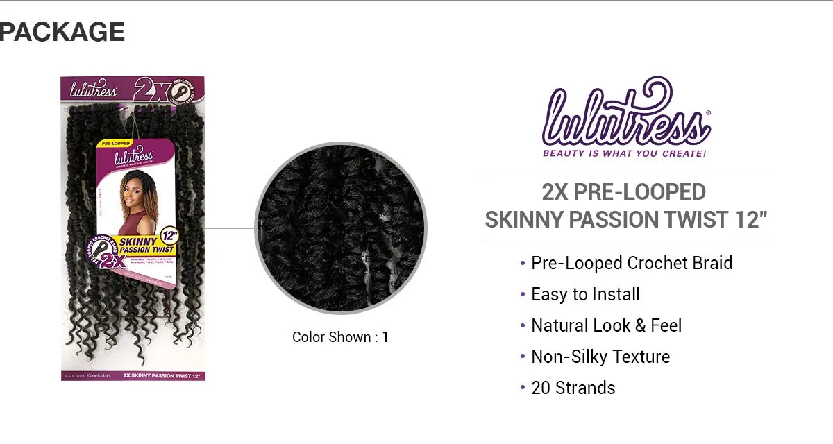 Sensationnel Crochet Braids Lulutress 2X Pre-Looped Skinny Passion Twist 12" (3-PACK, 613)