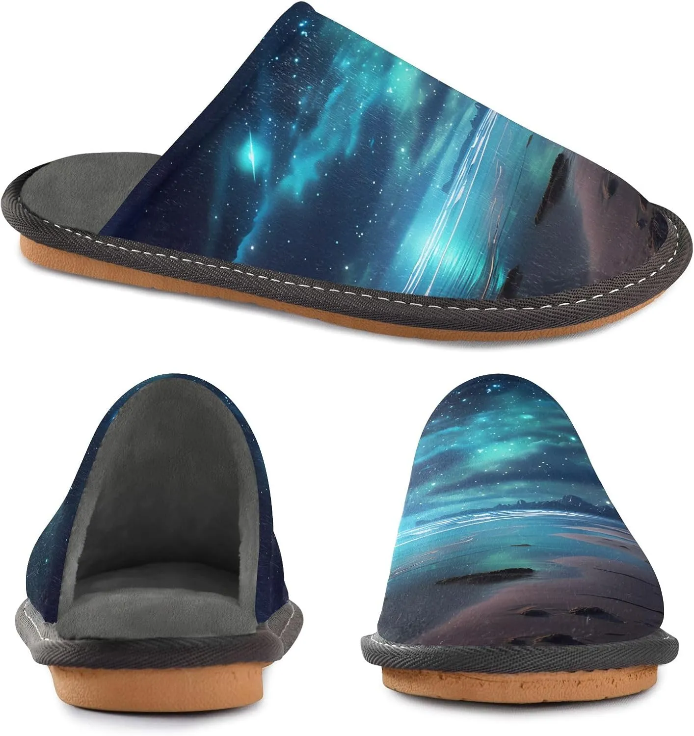 senya Aurora at The Seaside Fuzzy Slippers Soft Home Bedroom Slippers for Women Men House Shoes