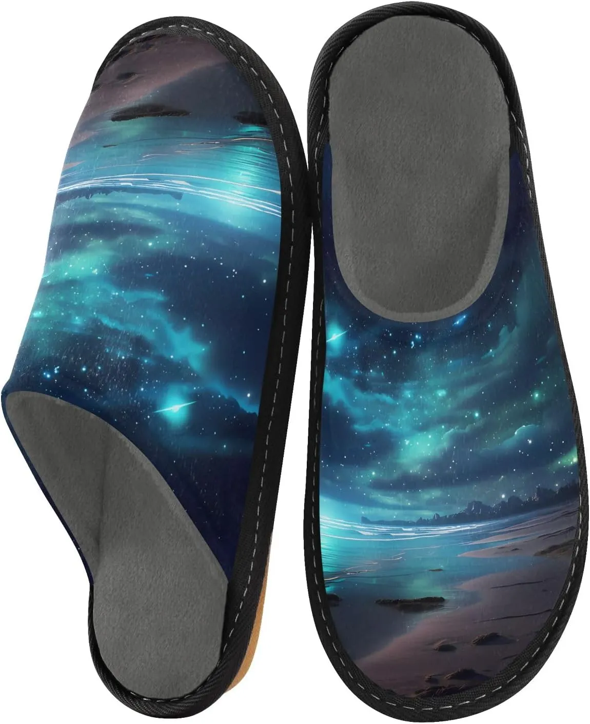 senya Aurora at The Seaside Fuzzy Slippers Soft Home Bedroom Slippers for Women Men House Shoes