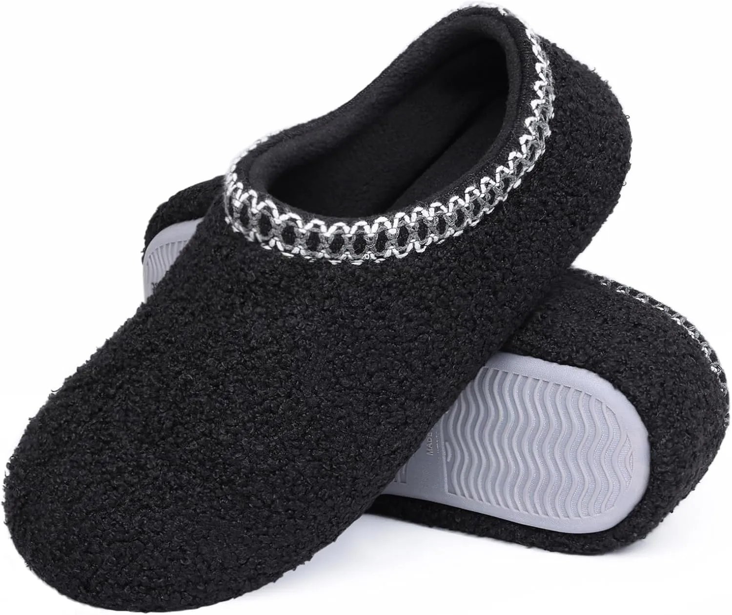 shevalues Women House Memory Foam Slippers Teddy Fleece Bedroom Sock Shoes with Soft Rubber Sole