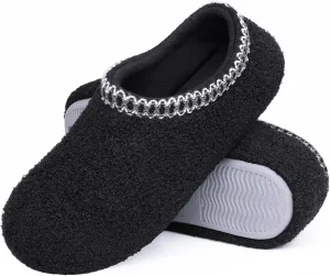 shevalues Women House Memory Foam Slippers Teddy Fleece Bedroom Sock Shoes with Soft Rubber Sole