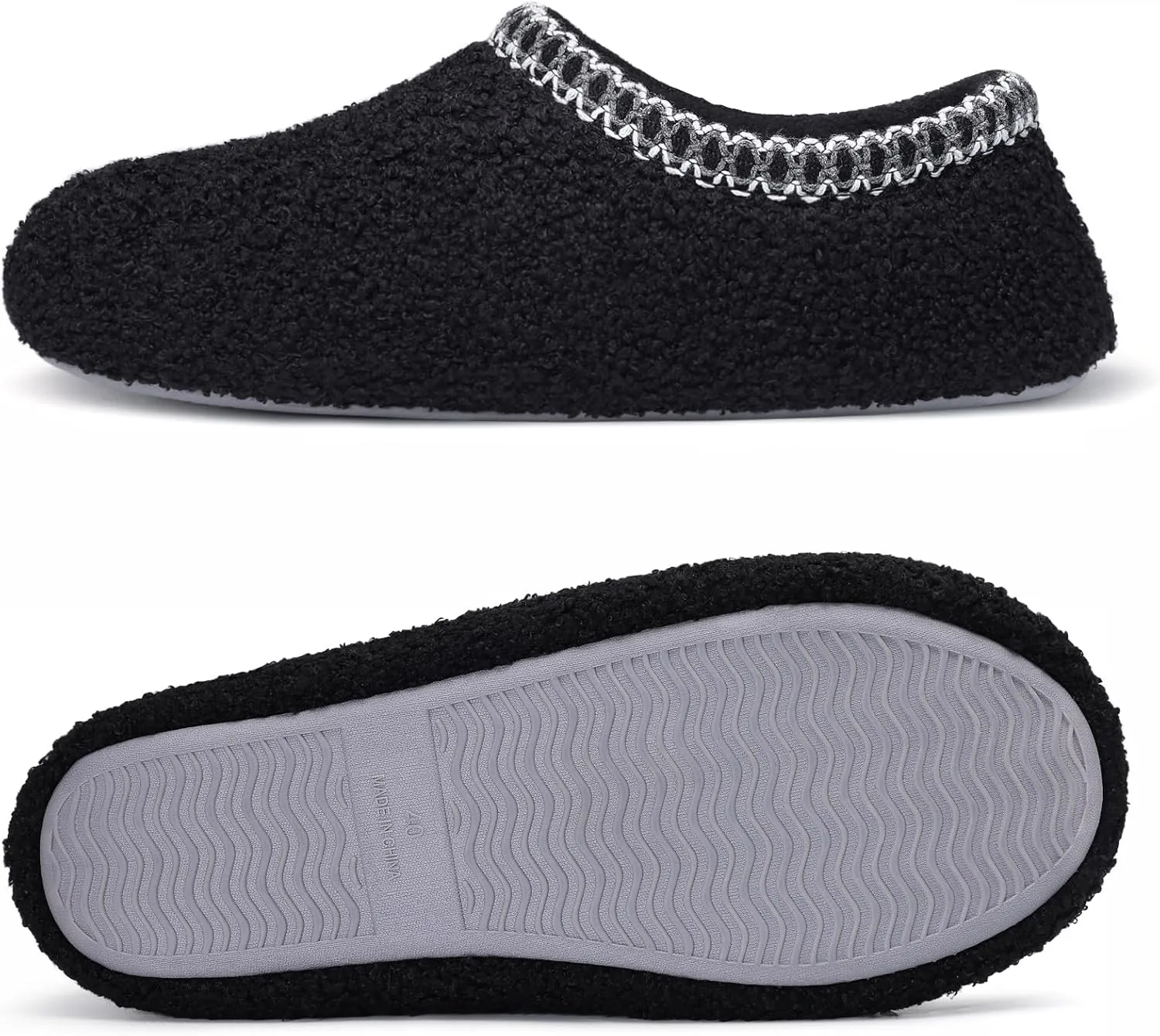 shevalues Women House Memory Foam Slippers Teddy Fleece Bedroom Sock Shoes with Soft Rubber Sole