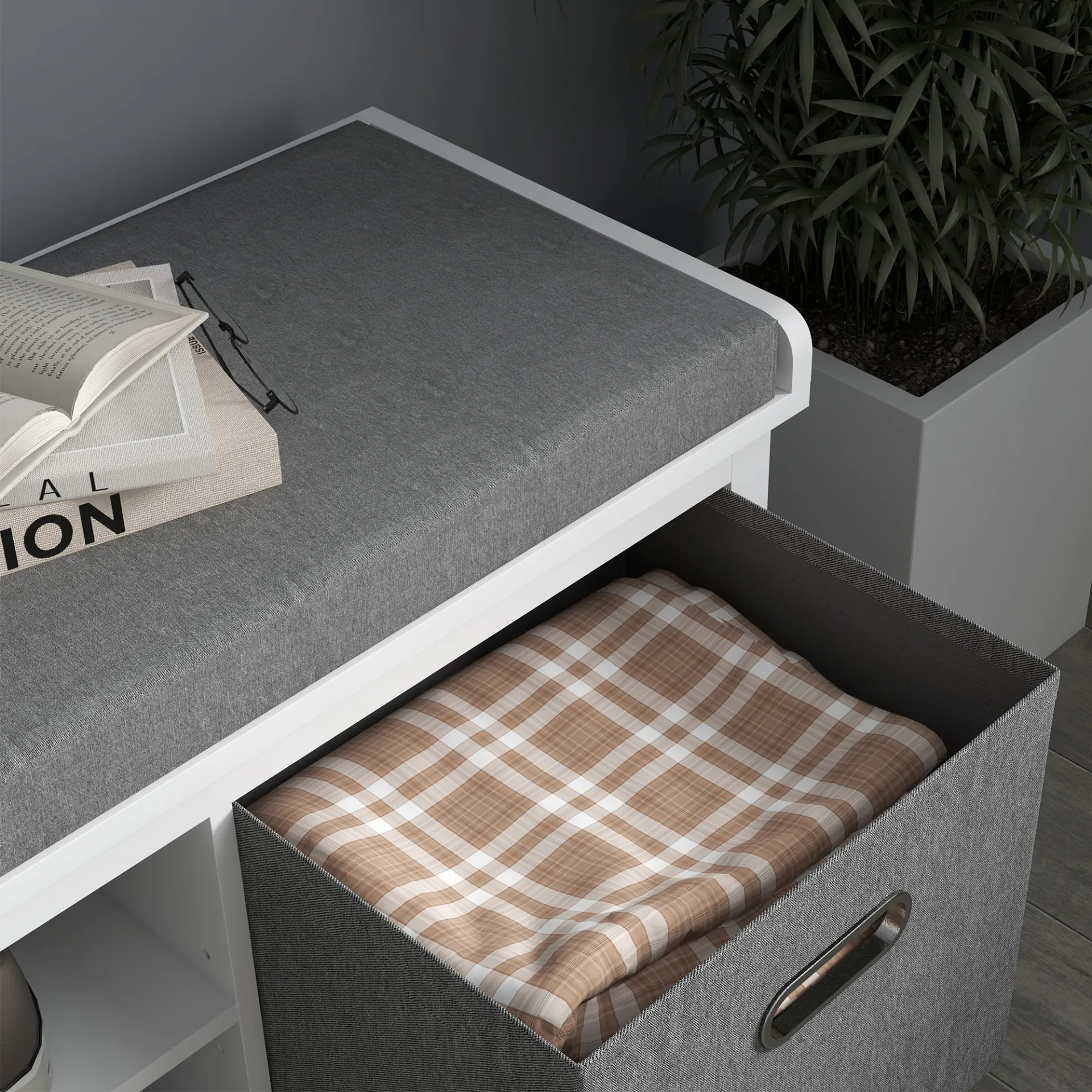 Shoe Bench w/ Seat, Shoe Storage Bench w/ Cushion, 2 Drawers and Adjustable Shelf for Entryway, Hallway, Living Room, Bedroom, White | HOMCOM