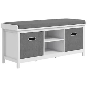 Shoe Bench w/ Seat, Shoe Storage Bench w/ Cushion, 2 Drawers and Adjustable Shelf for Entryway, Hallway, Living Room, Bedroom, White | HOMCOM