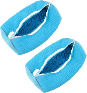 Shoe Cleaning Bag,Shoe Washing Bag For Washing Machine,Laundry Bag For Shoes,Fluffy Fibers 360° Wrap-Around Cleaning,Reusable Washer Shoe Bag For All Shoe Types And Sizes (Blue 2PCS)