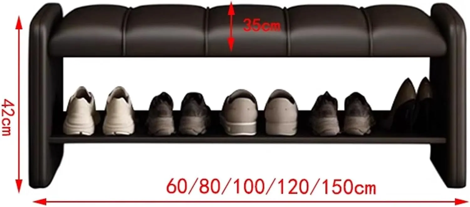 Shoe Organizer for Entryway Shoe Storage Bench 2 Tier Sturdy Shoe Bench Shoe Bench with Cushion Wear Resistants Shoe Rack Benchs for Living Room Room Hallway Heavy Duty(Black,100 cm)