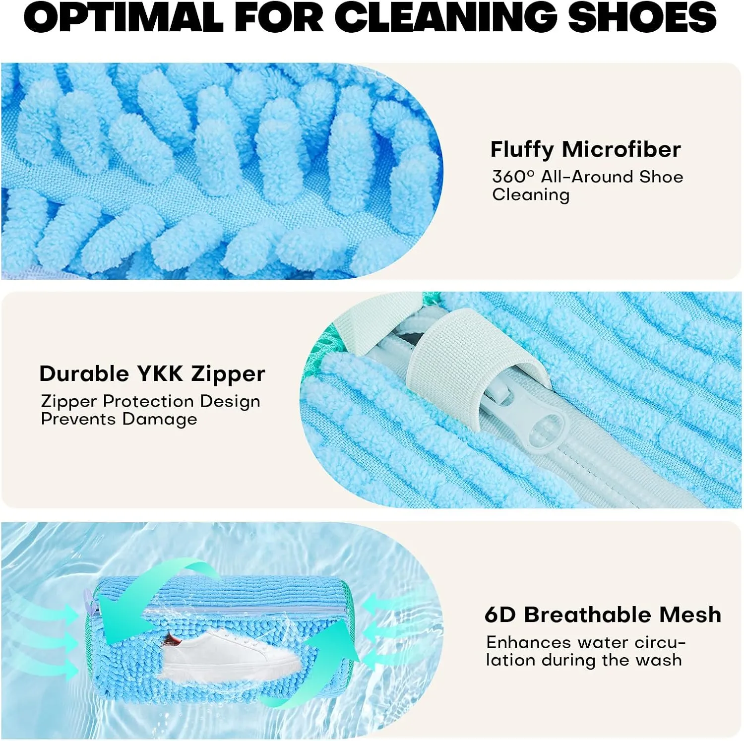 Shoe Washing Machine Bag: Laundry Shoe Bag for Washer and Dryer - 2pc Reusable Shoe Cleaning Bag for Sneaker Tennis Shoes Unstain Cleaner Kit (Blue 2pcs)