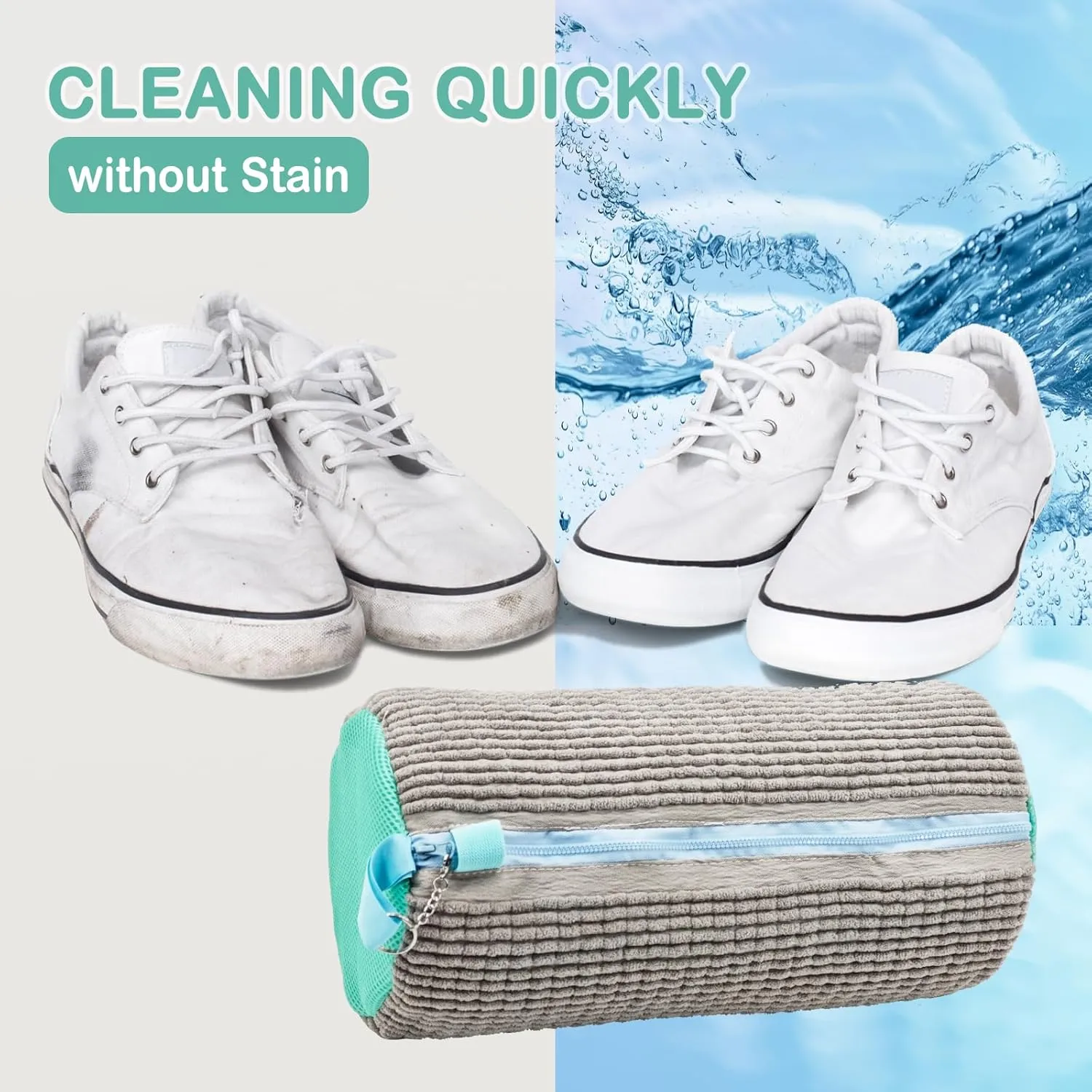 Shoe Washing Machine Bag, Shoe Washing Bag for Sneakers, Reusable Laundry Shoe Bag for Washer and Dryer, Grey-A 4Pcs