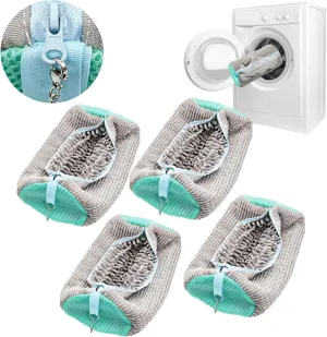 Shoe Washing Machine Bag, Shoe Washing Bag for Sneakers, Reusable Laundry Shoe Bag for Washer and Dryer, Grey-A 4Pcs