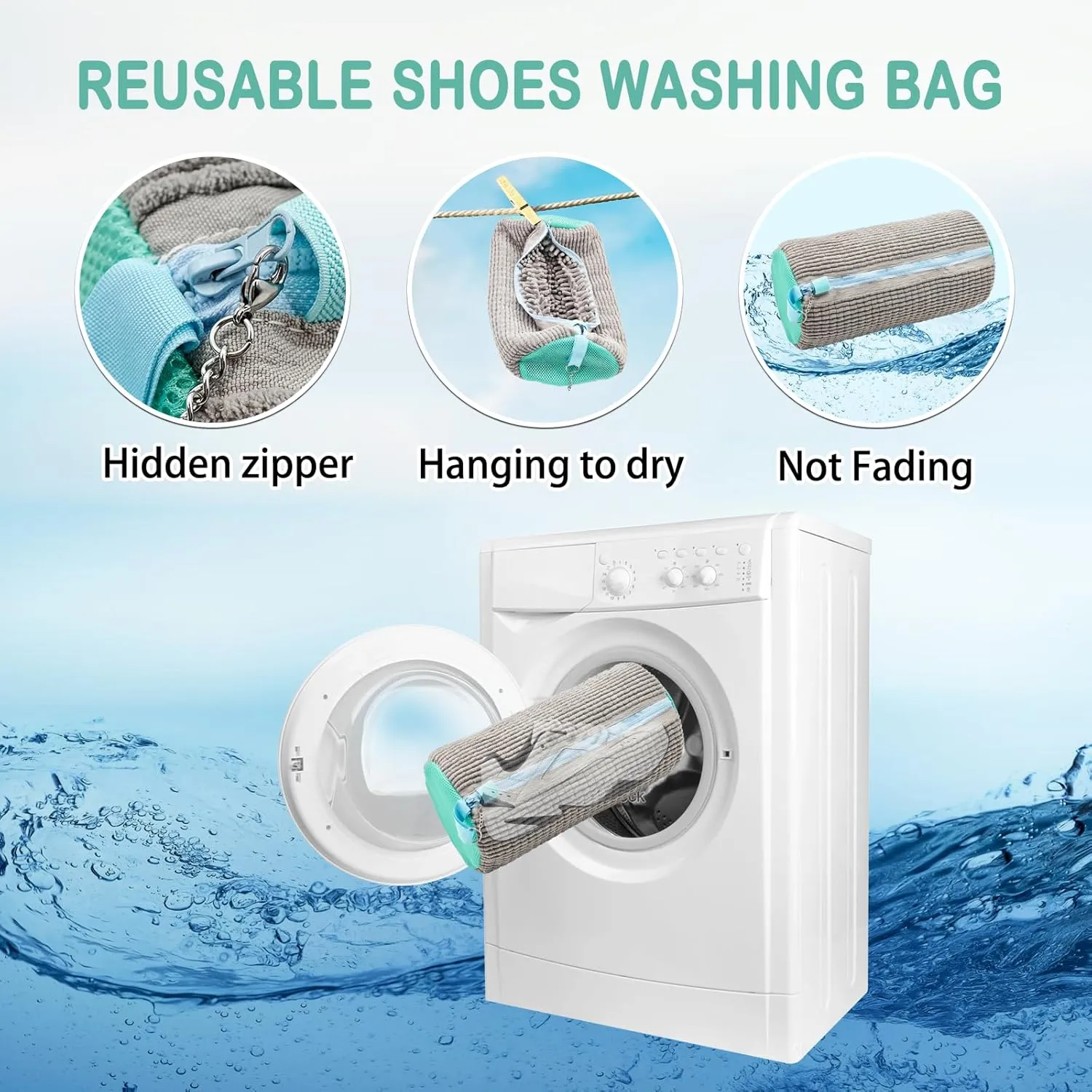 Shoe Washing Machine Bag, Shoe Washing Bag for Sneakers, Reusable Laundry Shoe Bag for Washer and Dryer, Grey-A 4Pcs