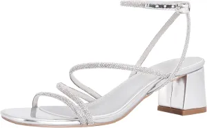 Shoe'N Tale Strappy Heels for Women Low Chunky Block Heel Dress Shoes Square Open Toe Ankle Strap Heeled Sandals