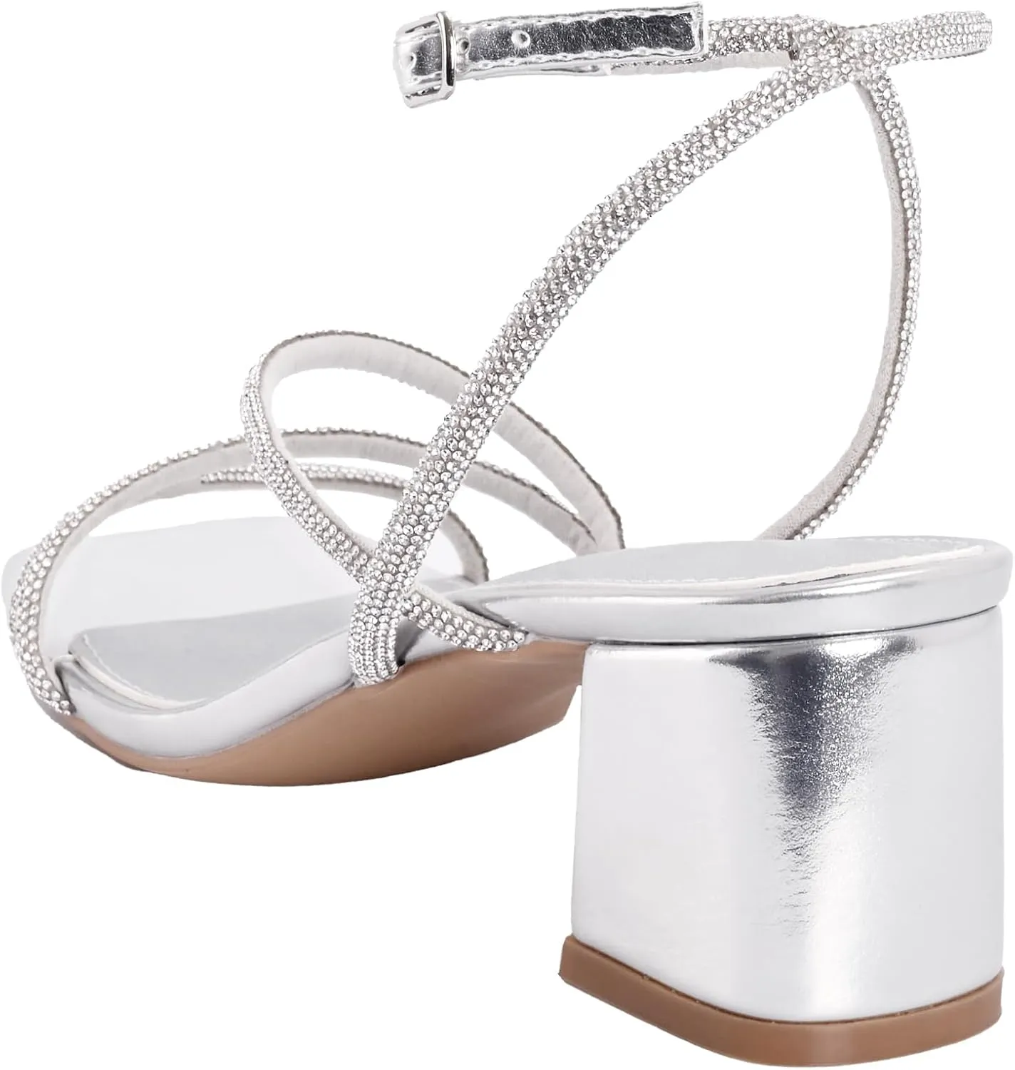 Shoe'N Tale Strappy Heels for Women Low Chunky Block Heel Dress Shoes Square Open Toe Ankle Strap Heeled Sandals