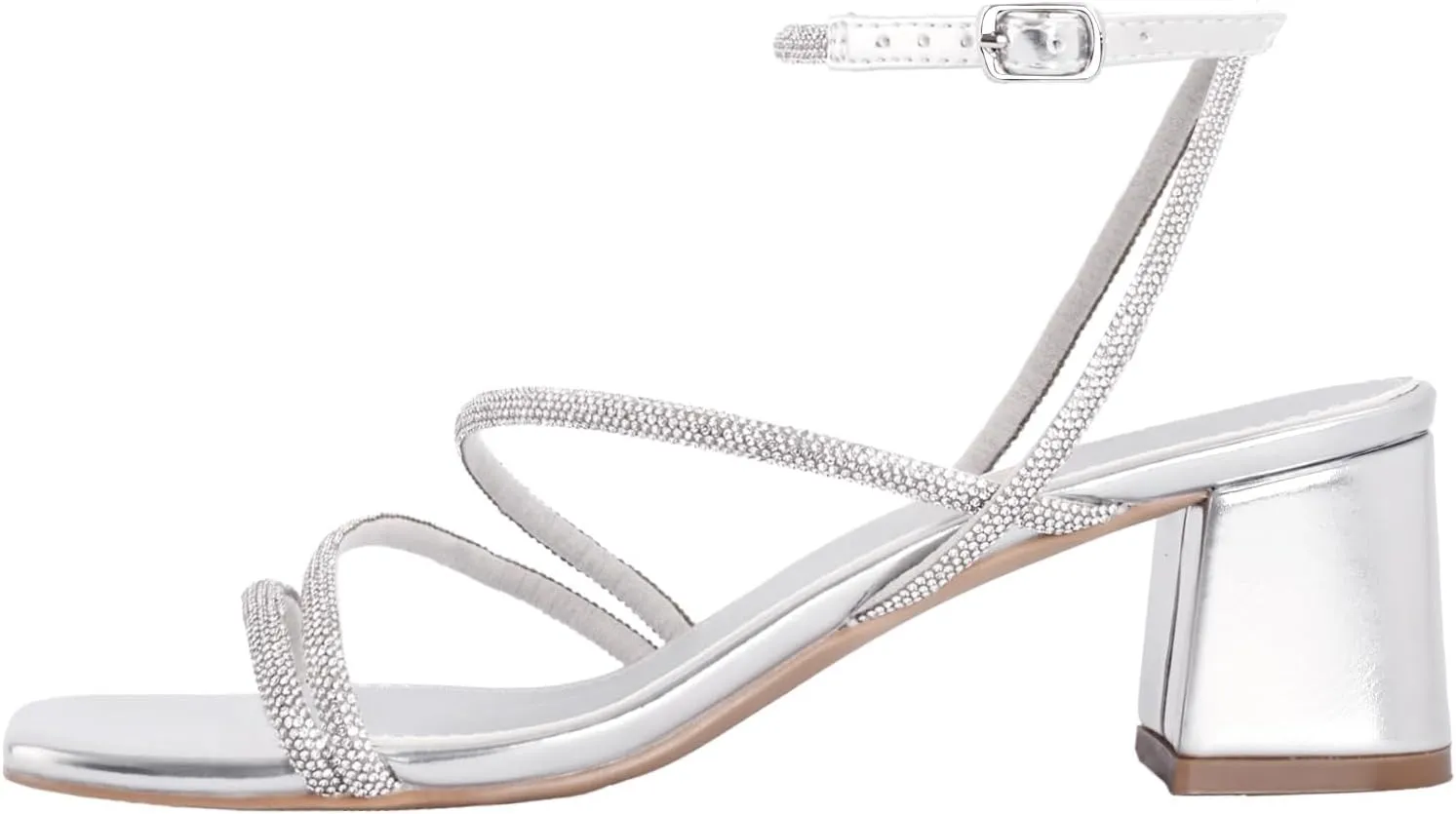 Shoe'N Tale Strappy Heels for Women Low Chunky Block Heel Dress Shoes Square Open Toe Ankle Strap Heeled Sandals
