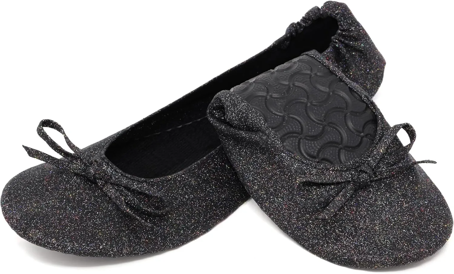 Silky Toes Women's Glitter Foldable Ballet Flat Roll Up Slipper Shoes