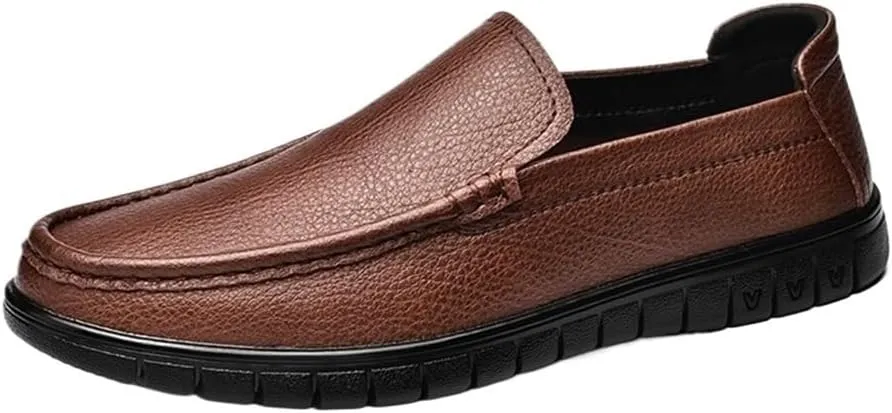 Simple Moccasins Loafer Leather Flexible Resistant Loafers for Men Flat Heel Walking Casual Slip On