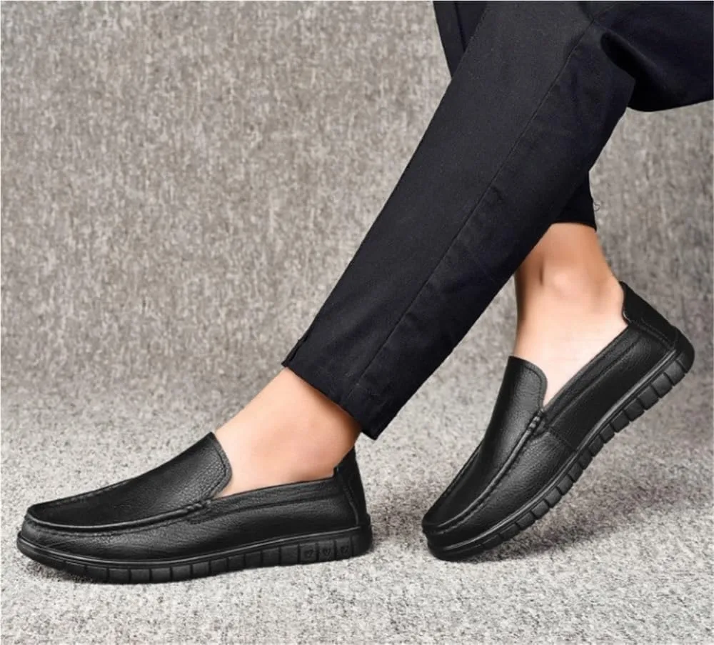 Simple Moccasins Loafer Leather Flexible Resistant Loafers for Men Flat Heel Walking Casual Slip On