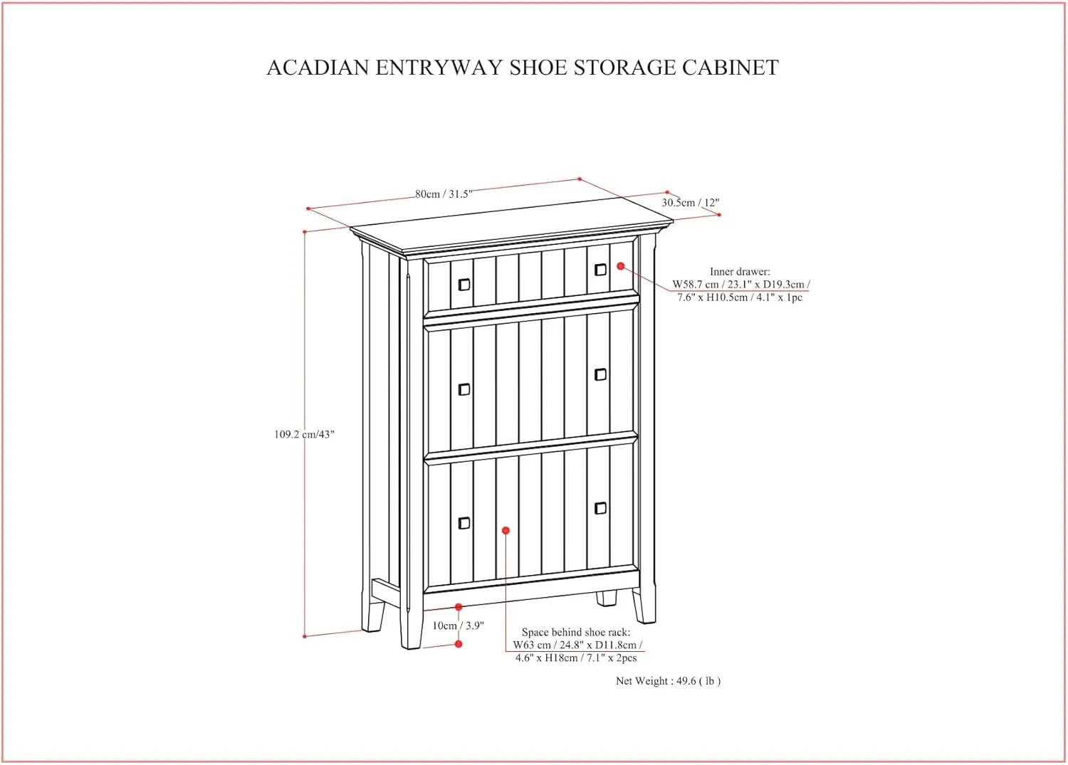 SIMPLIHOME Acadian Solid Wood 32 inch Wide Transitional Entryway Shoe Storage Cabinet in Brunette Brown for The Living Room, Entryway and Family Room