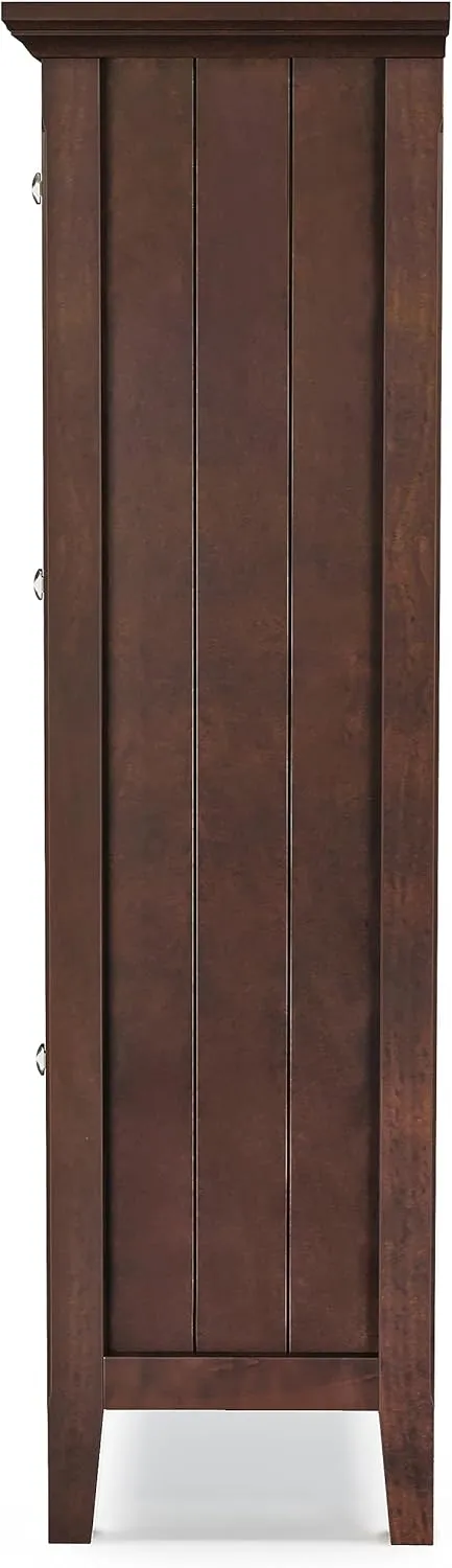 SIMPLIHOME Acadian Solid Wood 32 inch Wide Transitional Entryway Shoe Storage Cabinet in Brunette Brown for The Living Room, Entryway and Family Room