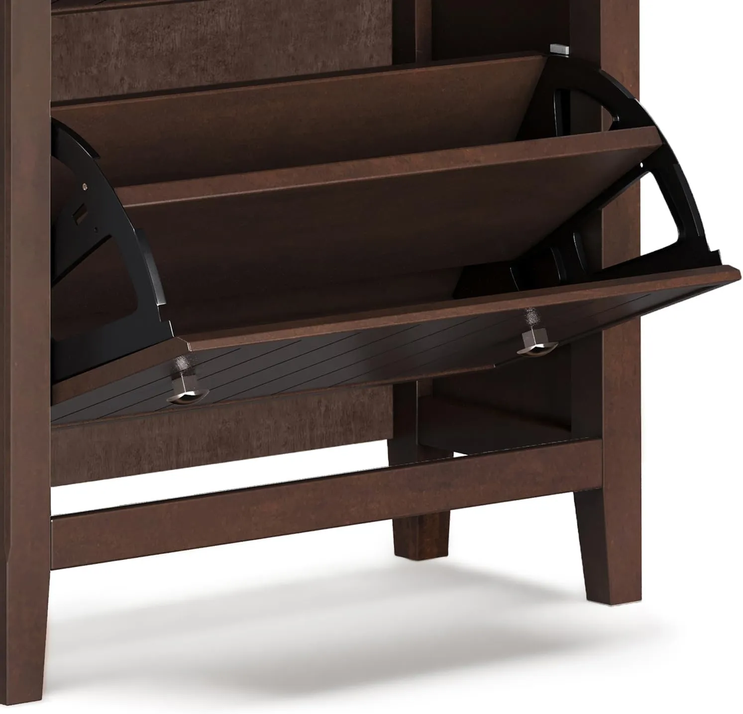 SIMPLIHOME Acadian Solid Wood 32 inch Wide Transitional Entryway Shoe Storage Cabinet in Brunette Brown for The Living Room, Entryway and Family Room