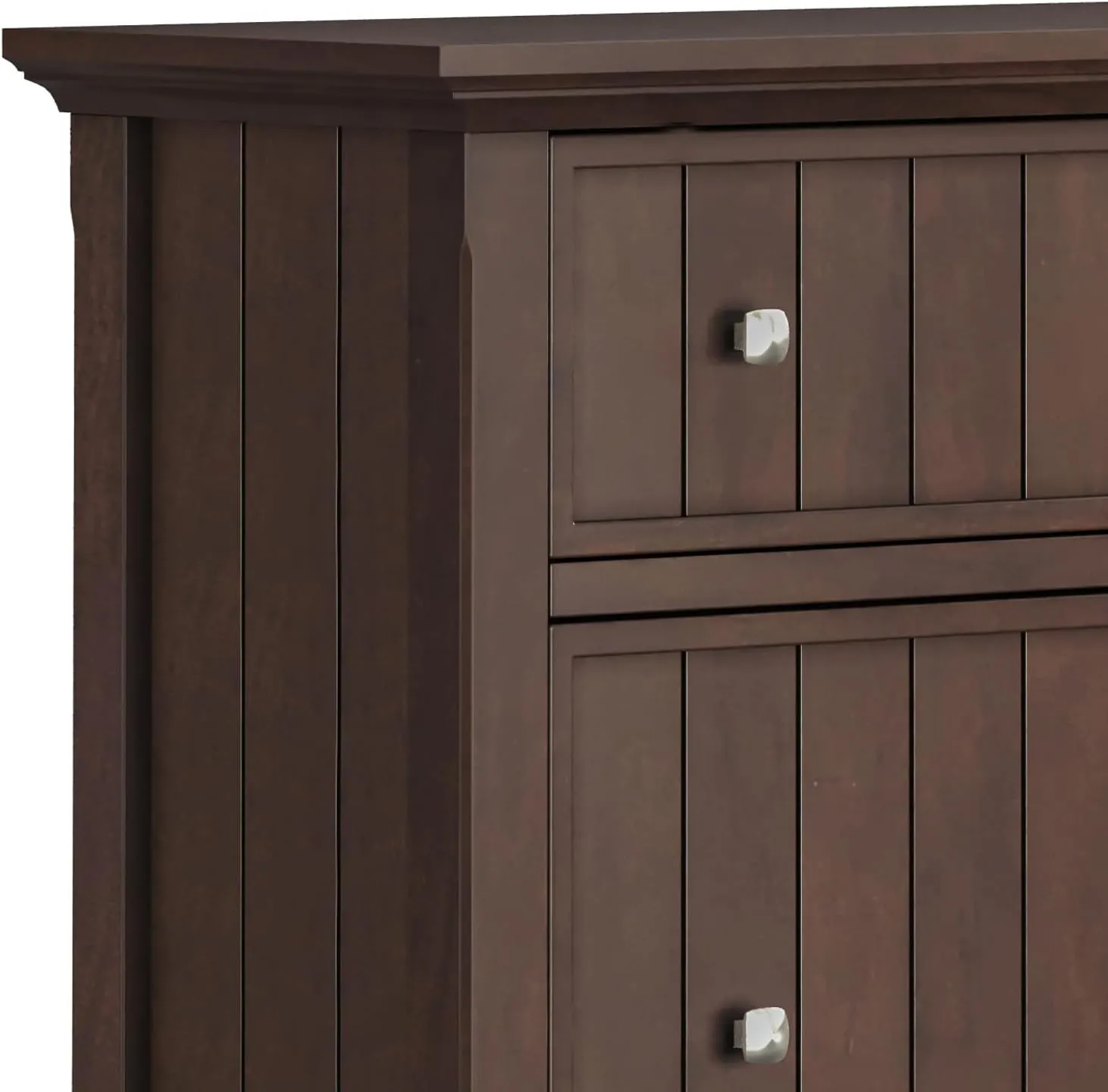 SIMPLIHOME Acadian Solid Wood 32 inch Wide Transitional Entryway Shoe Storage Cabinet in Brunette Brown for The Living Room, Entryway and Family Room