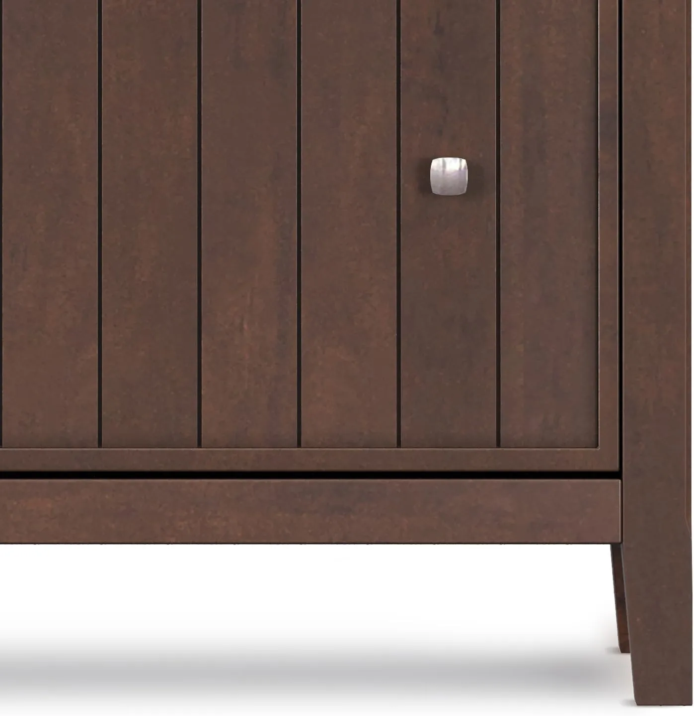 SIMPLIHOME Acadian Solid Wood 32 inch Wide Transitional Entryway Shoe Storage Cabinet in Brunette Brown for The Living Room, Entryway and Family Room