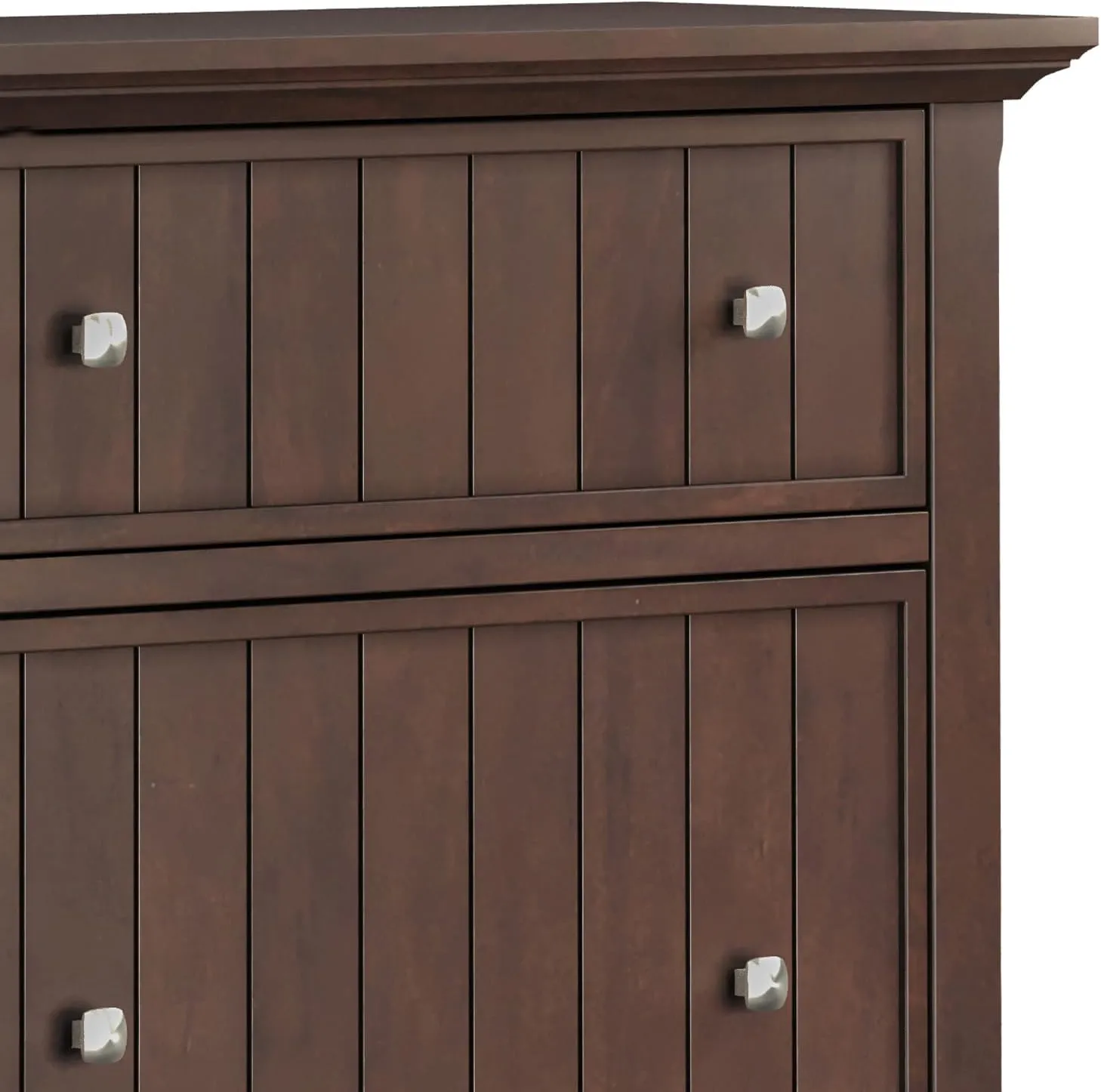 SIMPLIHOME Acadian Solid Wood 32 inch Wide Transitional Entryway Shoe Storage Cabinet in Brunette Brown for The Living Room, Entryway and Family Room