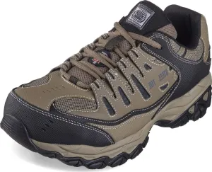 Skechers Men's Cankton Steel Toe Construction Shoe – Electrical Hazard Rated, Memory Foam, Pebble/Black, 12 Wide
