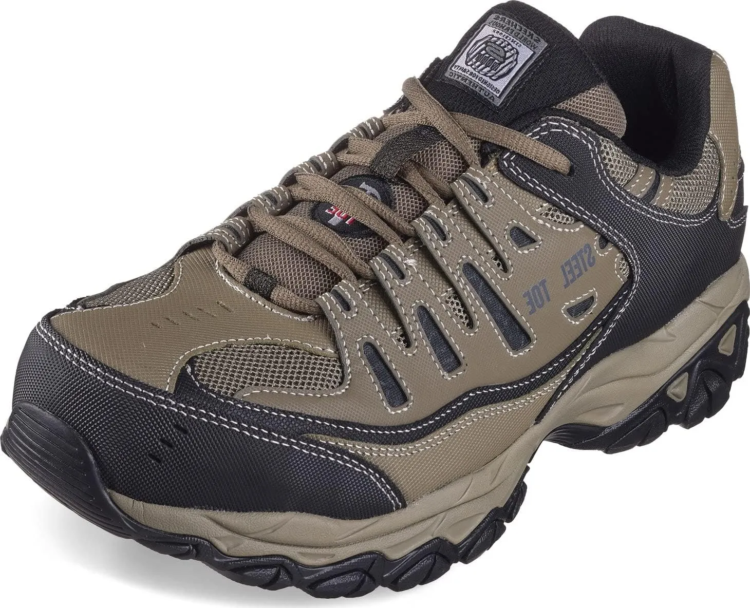 Skechers Men's Cankton Steel Toe Construction Shoe – Electrical Hazard Rated, Memory Foam, Pebble/Black, 12 Wide