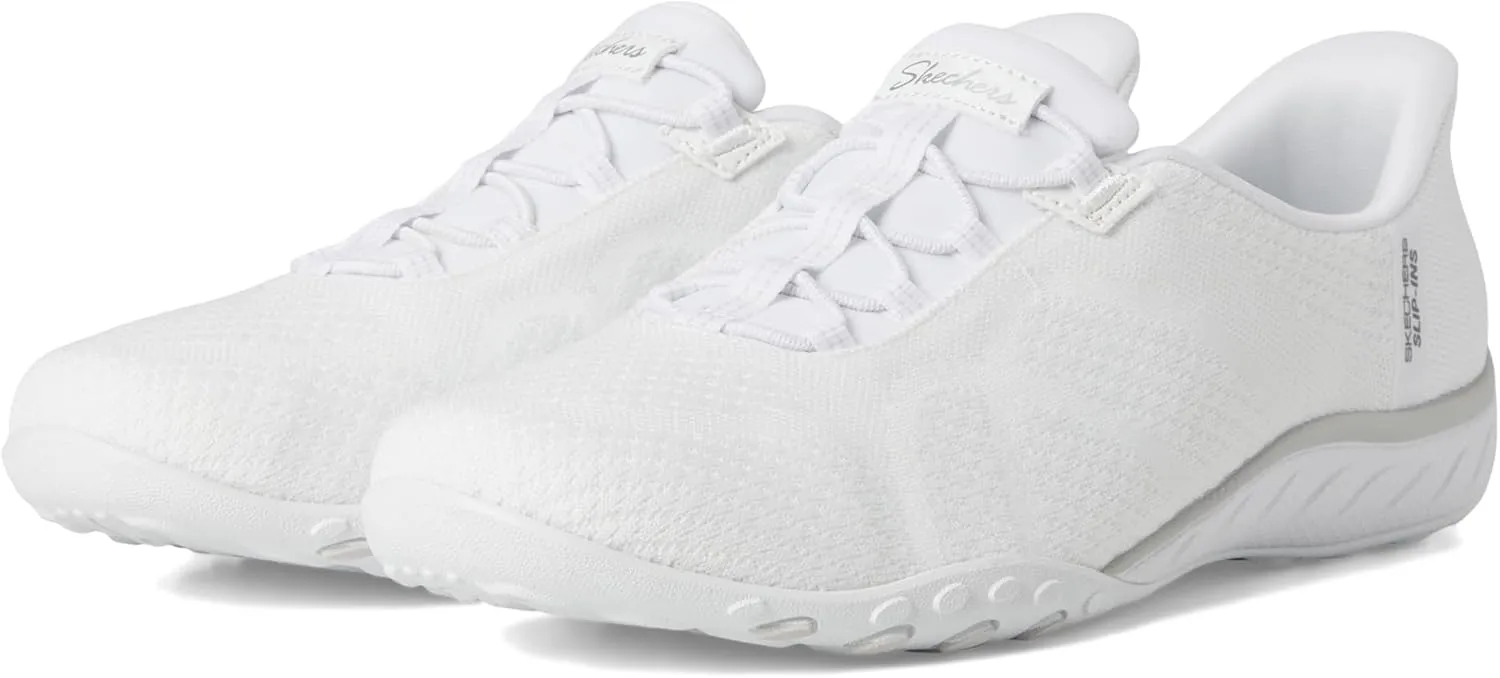 Skechers Modern Comfort Women's Women's Breathe Easy-Knitty Waves Hands Free Slip-Ins Sneaker, White, 7.5