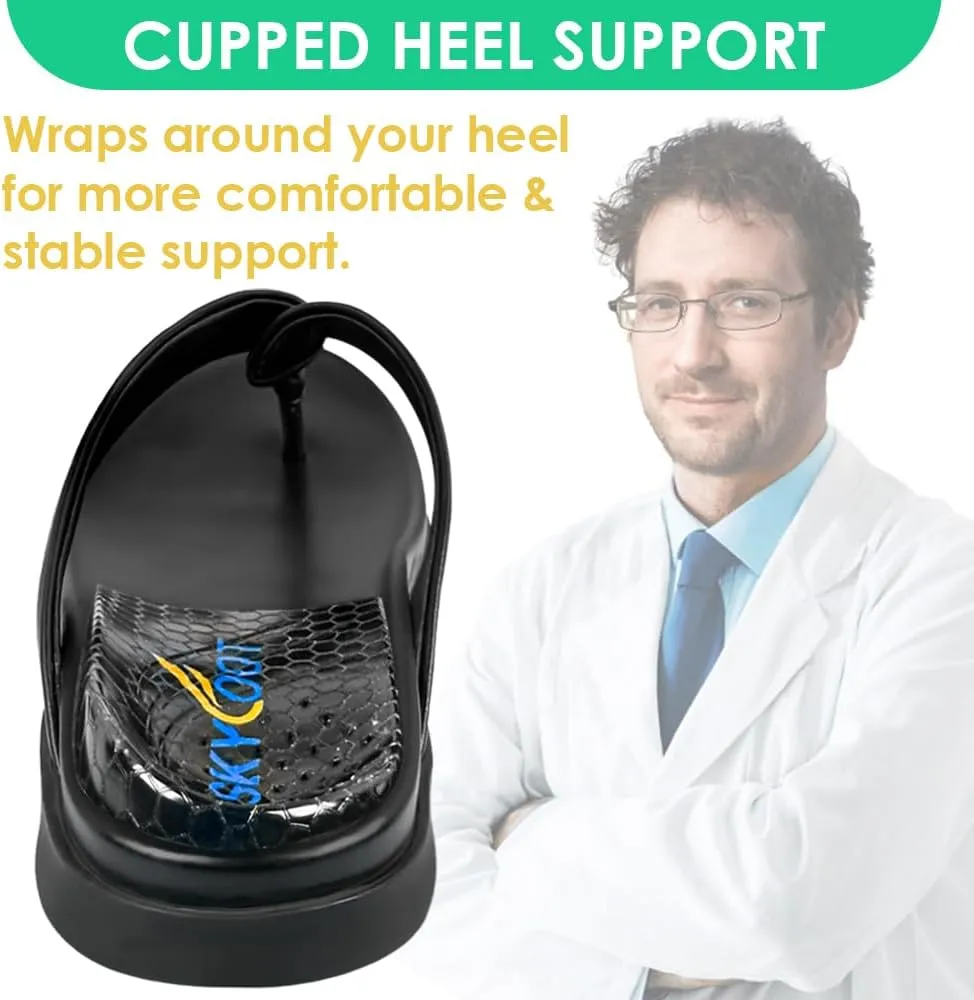 Skyfoot 2 Pairs Heel Wedges for Over Supination & Over Pronation, Re-Usable Adhesive Medial & Lateral Corrective Heel Inserts for Foot Alignment, Bow Legs (Clear, Small: Women 4-7.5 | Men 6-7)