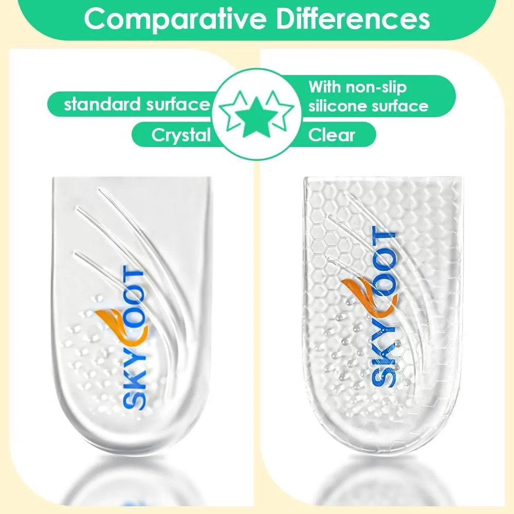 Skyfoot 2 Pairs Heel Wedges for Over Supination & Over Pronation, Re-Usable Adhesive Medial & Lateral Corrective Heel Inserts for Foot Alignment, Bow Legs (Clear, Small: Women 4-7.5 | Men 6-7)