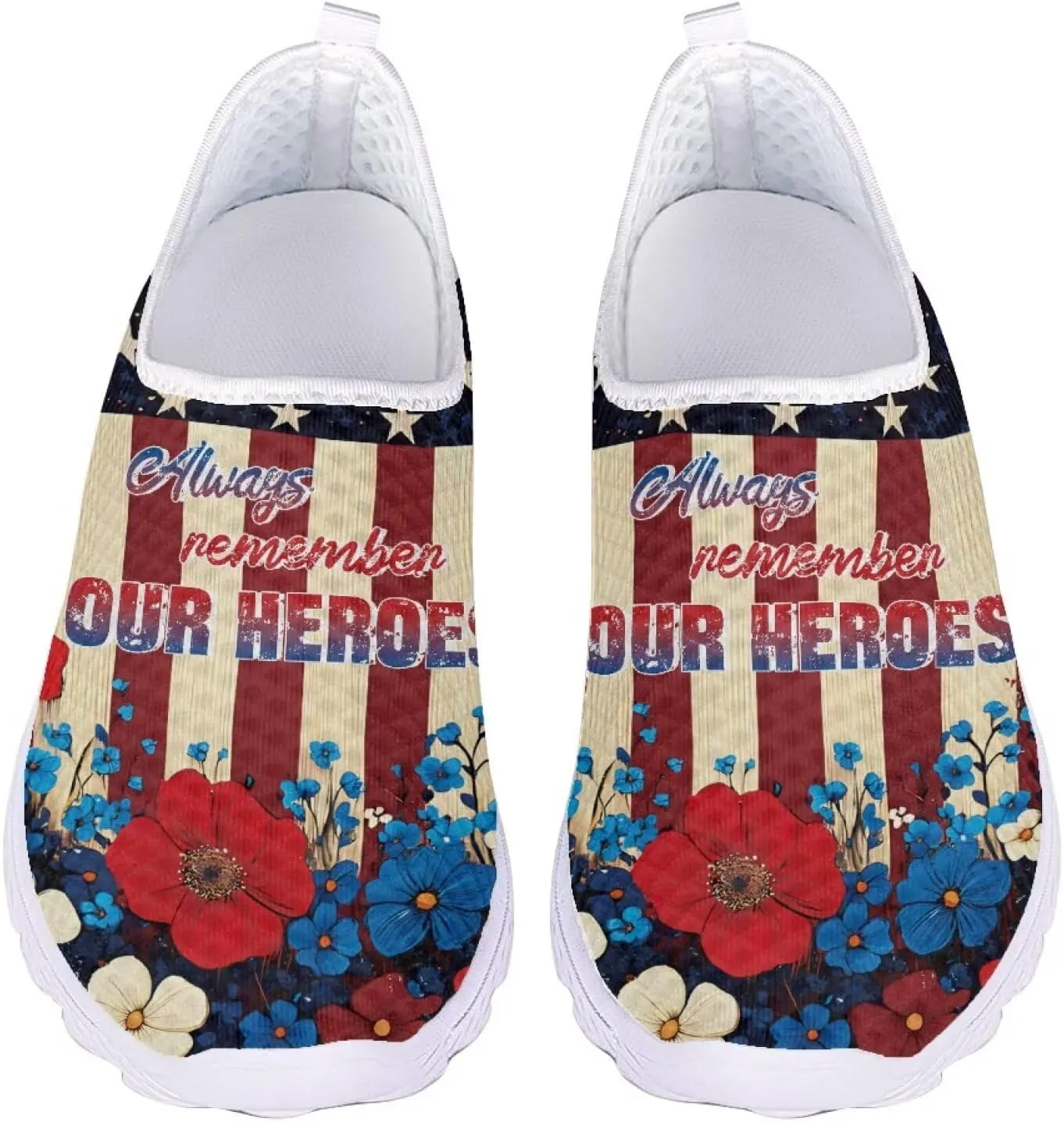 Slip on Loafer Shoes for Women Casual Round Toe Mesh Flat Walking Sneakers Ladies Painted Casual Shoe US Size 5.5-11.5